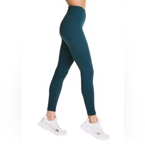 ALALA Seamless Leggings Ribbed Deep Sea Green High Rise L Active Yoga Stretch